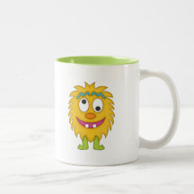 Cute Yellow Monster+Personalise Name Mug