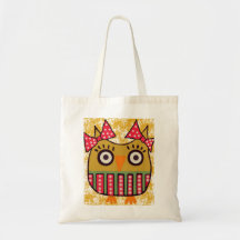Cute Yellow Owl with Red Bows Tote Bag