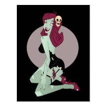 Cute Zombie Pin-Up Girl Post Cards