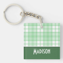CuteGreen Plaid Acrylic Key Chain