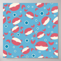 Cutesy Red Crab Pattern Poster