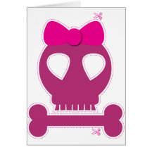 CUTOUT! pink skull girl Greeting Card