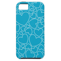 Cyan & White Hearts Confetti iPhone 5 Case