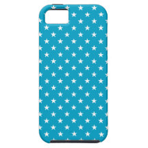 Cyan & White Stars Patterned iPhone 5 Case