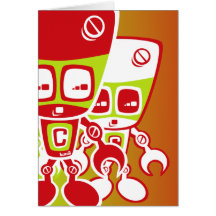 Cyborg Mascot Greeting Cards