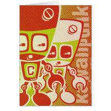 Cyborg Mascot Greeting Cards