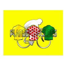 Cycling Jerseys Yellow Green and Red Polka Dot Post Cards