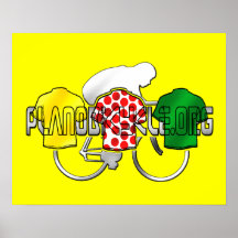 Cycling Jerseys Yellow Green and Red Polka Dot Poster