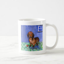 Dachshund blue room portrait coffee mug