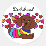 Dachshund Cartoon 1 Round Sticker