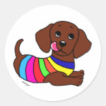 Dachshund Cartoon 1 Round Sticker