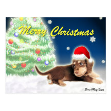 Dachshund Christmas Tree Postcard