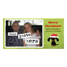 Dachshund Doggie Christmas Personalised Photo Card