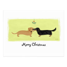 Dachshund Mistletoe Kiss Post Card