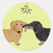 Dachshund Mistletoe Kiss Sticker