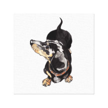 dachshund painting on stretched canvas print