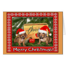 Dachshund Puppy Christmas Card