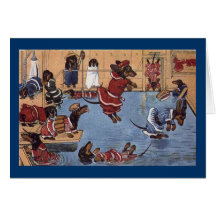 Dachshund Vintage Christmas Card