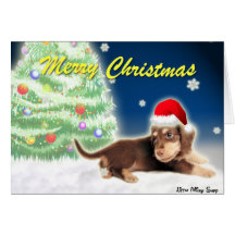 Dachshund Xmas Tree Christmas Card