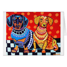 Dachshunds by Heather Galler Card