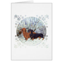 Dachshunds in the Snow Greeting Cards