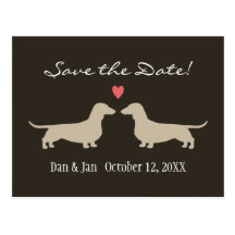 Dachshunds Wedding Save the Date Postcards