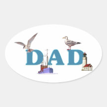 Dad Ahoy Oval Sticker