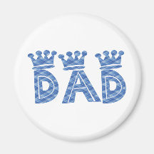 Dad Blue Plaid with Crowns Refrigerator Magnet