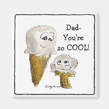 Dad Cartoon Ice Cream Cones Magnets
