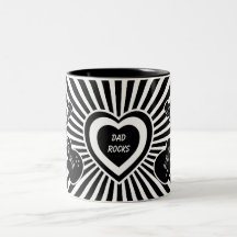 Dad Rocks -  Black & White Guitars & Heart Coffee Mugs