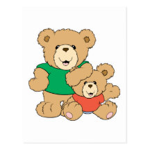 Daddy and Baby Boy Bear Postcards