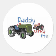 Daddy and Me Girl Tractors Round Stickers