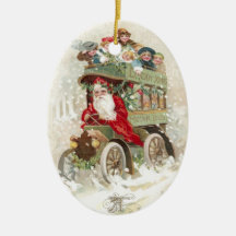 Daddy Xmas Motor Bus Christmas Tree Ornament