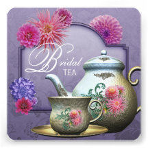 Dahlia Pink Purple Bridal Tea Shower Invitations