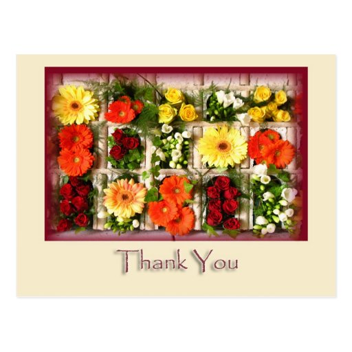 Daisies and Ros Flower Thank You Postcard Template