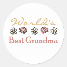 Daisies and Roses World Best Grandma Round Stickers