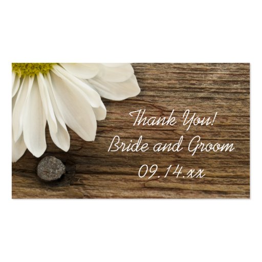 Daisy and Barn Wood Country Wedding Favour Tags Business Card Templates