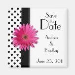 Daisy Black White Polka Dot Save the Date Magnet