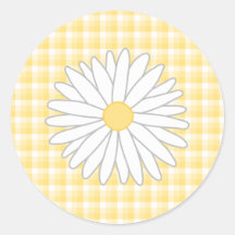 Daisy Flower in Yellow and White. Round Stickers