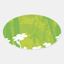 Daisy Flowers Oval Stickers