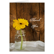 Daisy in Mason Jar Country Bridesmaid Thank You Greeting Cards