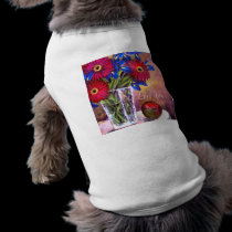 Daisy Iris Flowers Vase Painting Art - Multi pet clothing
