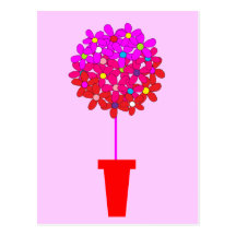 Daisy Topiary in Pinks Post Cards