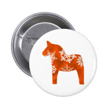 Dala Horse Snowflake Buttons