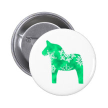 Dala Horse Snowflake Pinback Button