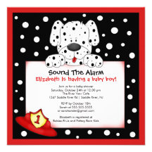 Dalmatian Fireman Boy Baby Shower Invitation