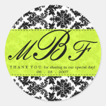 Damask and Lime Round Sticker