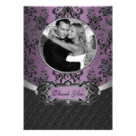 Damask Black and Purple Wedding Thank You Cards Personalized Invites