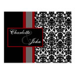 damask black and white  Save the Date Post Cards