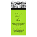 Damask Delight in Lime Green Wedding Program Custom Rack Card